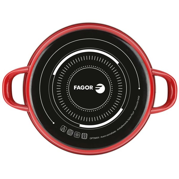 Gratängform Induktion 20 cm Emaljerad Stål, Non-stick utan PFOA, Glaslock FAGOR Optimax Röd