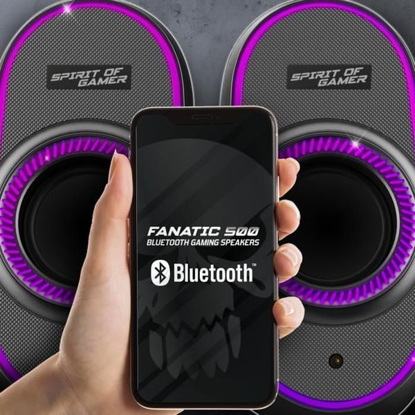 Enceinte Gaming - Spirit of Gamer - FANATIC 500 DARK - Bluetooth 5.1 - 12W Crête - RGB