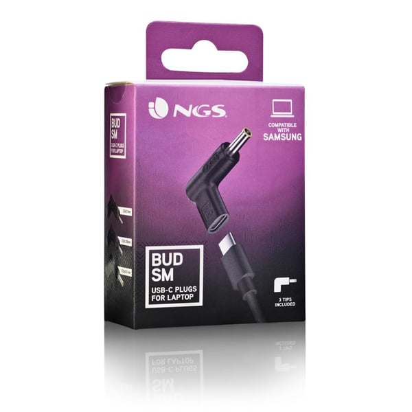 NGS BUD-SM: Ersättningspaket med 3 USB-C strömadaptrar kompatibla med SAMSUNG bärbara datorer.