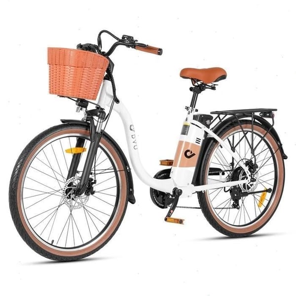 Elcykel - DYU C6 Pro - Motor 500W - Batteri 36V 15.6Ah - Rækkevidde 72 km - Tommer 26'' - Hvid