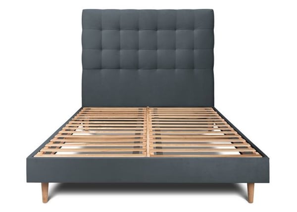 Lit 140x190 cm med upphöjd sänggavel - Sammetstyg - Grå anthracite sängbotten kit