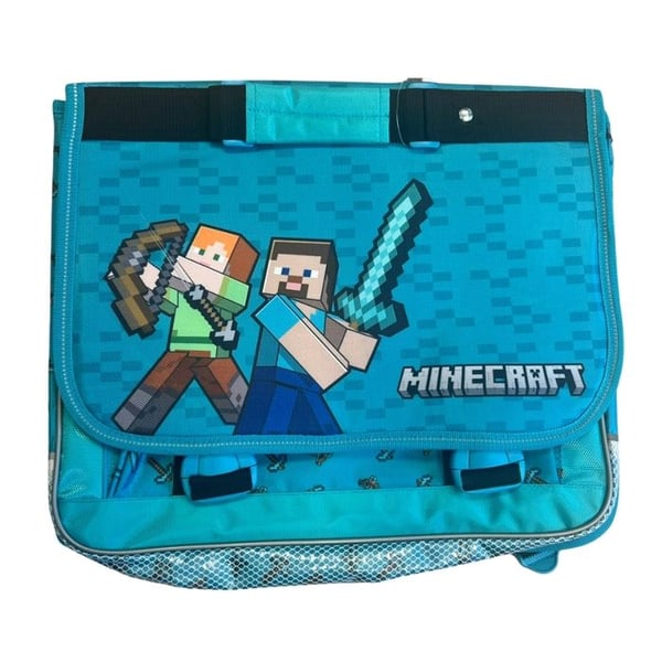 Minecraft Skolväska - 37 cm - Blå - 2 Fack - Vadderade Axelremmar