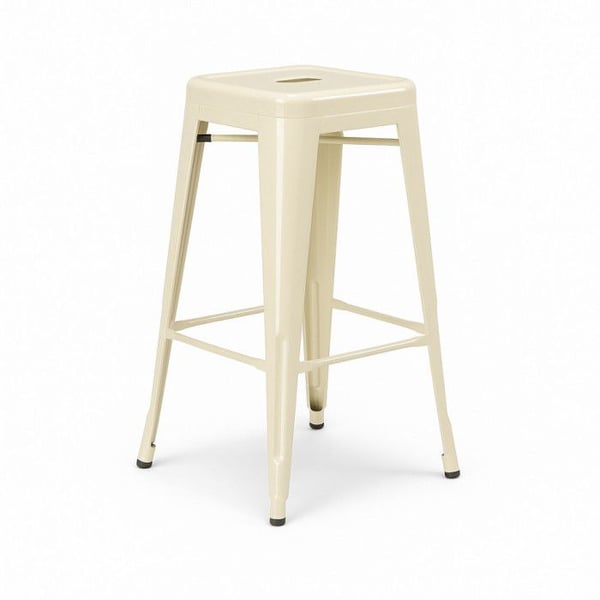 Industriell design taburett – Glans beige metall – Kök, bar, centralö جزيرہ