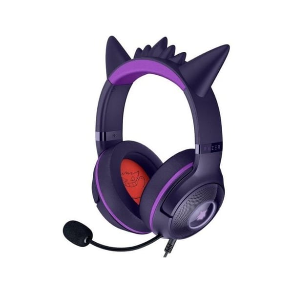 Razer Kraken Kitty V2 Gengar Edition hörlurar med USB-kabel, RGB-belysning, mikrofon och 7.1 surroundljud