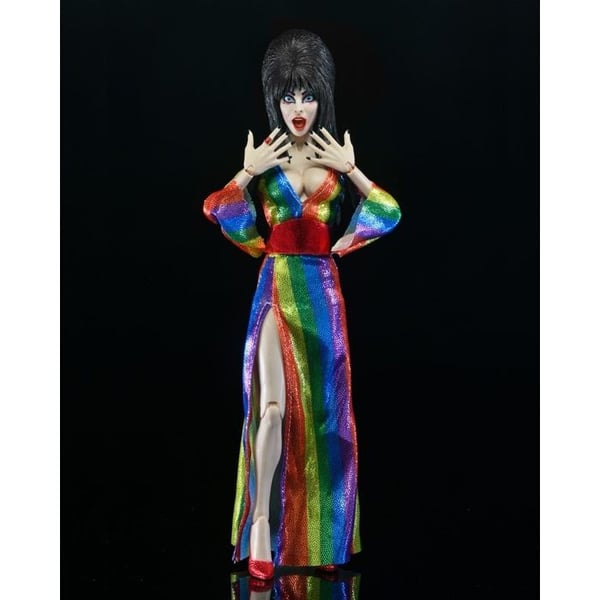 Neca - Elvira, mörkets mästarinna - Figur Klädd Över Regnbågen Elvira 20 cm