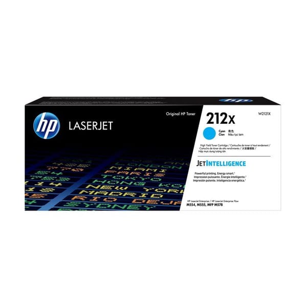 HP 212X original cyantonerkassett med hög kapacitet (W2121X) för HP Color LaserJet Enterprise M555dn/M555x/M554dn/M578dn/M578f/M578c