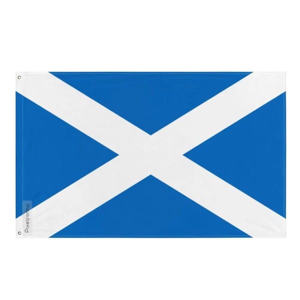 Skottlands flagga – 90 x 150 cm – Hållbar polyester – 2 metalöglor – Inomhus / Utomhus – Pixelforma
