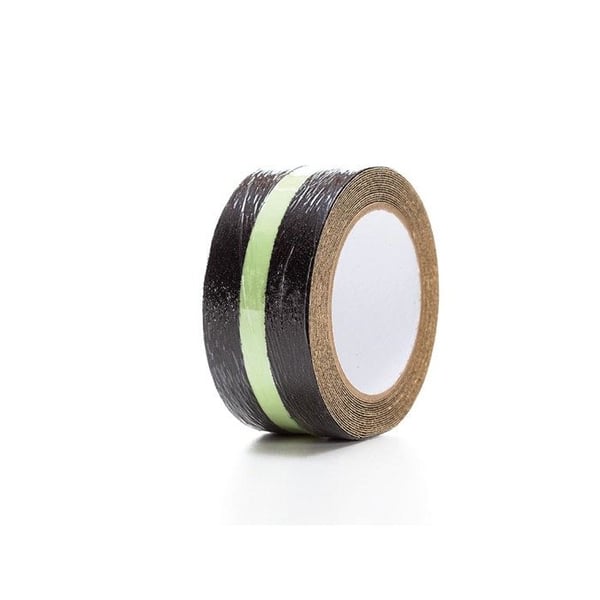 Perel Gummiband med fosforescerande band 5 m x 5 cm, för innomhus- och utomhusbruk, svart/grön