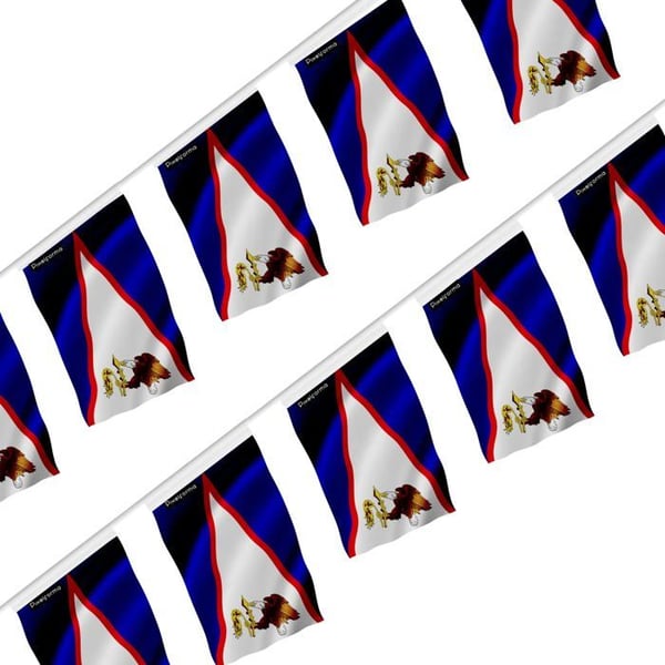 Girlang – Flagga för Amerikanska Samoa – 14 x 21 cm – Polyester – Att hänga – 20 stycken