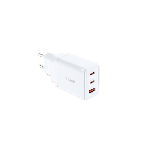Laddare GaN 65W - D-Link - DCP-651 - 2 USB-C & 1 USB-A - Utbytbara kontakter - PD 3.0 & QC 4.0