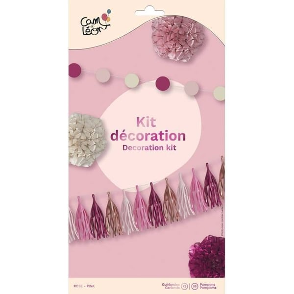 Födelsedagsdekoration kit - PTIT CLOWN - Startpaket - 5-pack - Rosa - Girlander & pom poms