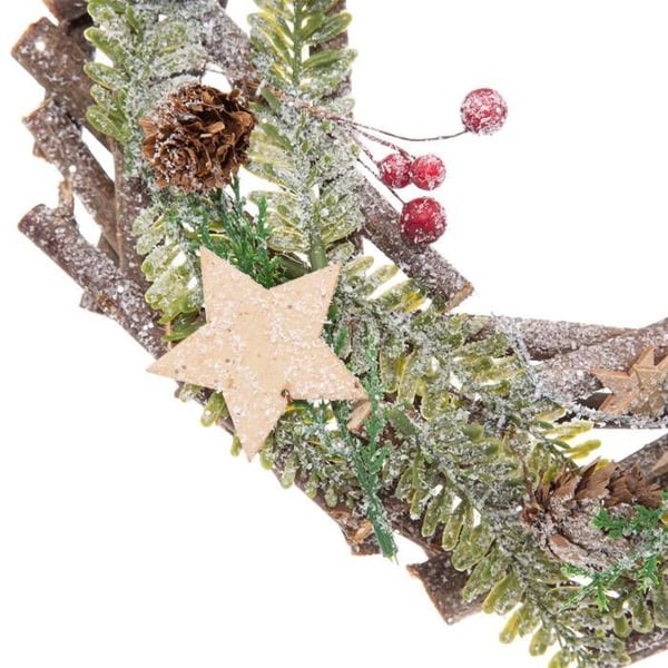 Julkrans "Fir Farm" trä gyllene stjärnor D30cm Feeric lights & christmas