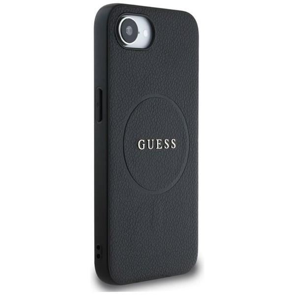 Coque Guess Grained Gold Ring MagSafe för iPhone 16e - Svart