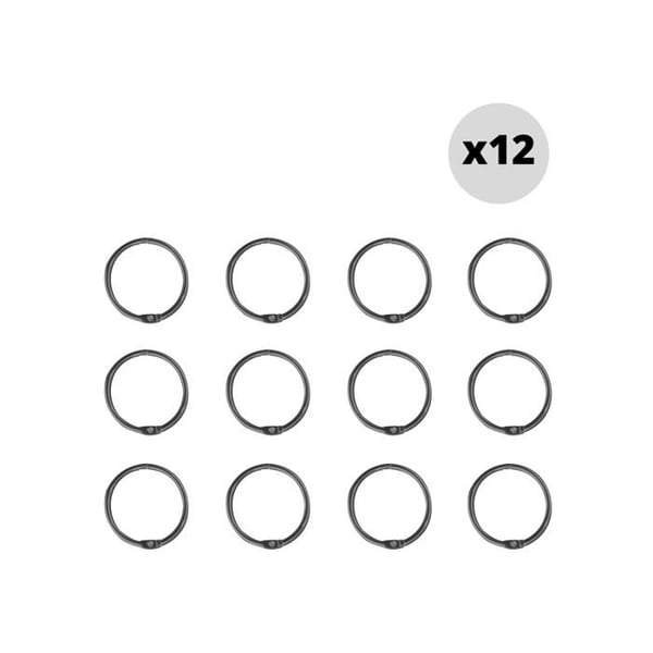 Paket med 12 duschgardinsringar RINGO SMALL Svart Titan Spirella