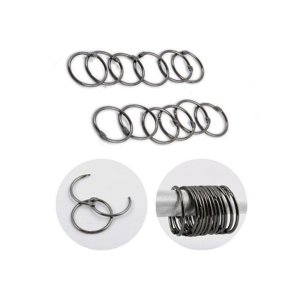 Paket med 12 duschgardinsringar RINGO SMALL Svart Titan Spirella