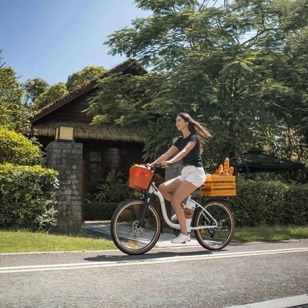 Elcykel - DYU C6 Pro - Motor 500W - Batteri 36V 15.6Ah - Rækkevidde 72 km - Tommer 26'' - Hvid
