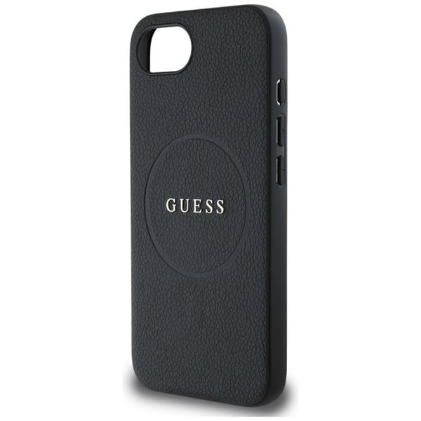 Coque Guess Grained Gold Ring MagSafe för iPhone 16e - Svart