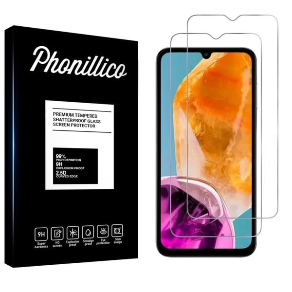 Skyddande film - Phonillico - Samsung Galaxy M15 5G - Paket med 2 - Härdat glas - Repbeständig