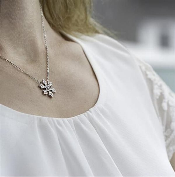 Halsband - BENETO - AGS1334/47 - Silver - Snöflinga - Kubisk zirkon
