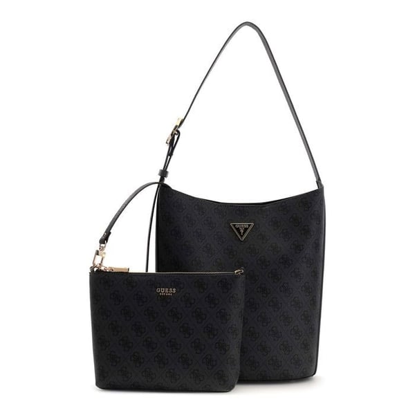 GUESS Axelkasse mörkgrå svart för kvinnor - Meridian II Bucket Bag Coal Logo 334936