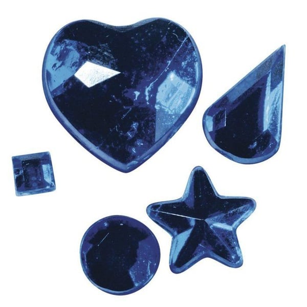 Acryllåsssteiner att klistra, 3-12 mm, 5 sorter, 58 stycken, mörkblå