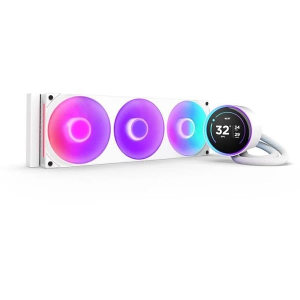 Vattenkylning - NZXT - RL-KR36E-W2 - Kraken Elite 360 RGB - Skärm 2.72", anpassningsbart RGB-panel och RGB-fläktar - Vit