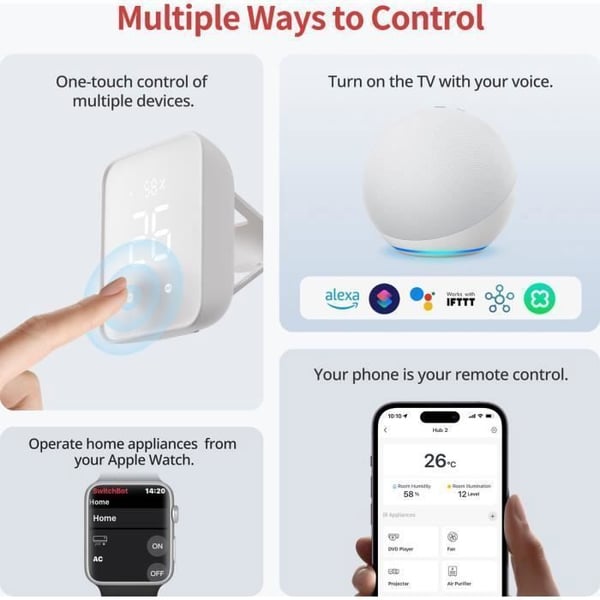 WiFi Hygrometer - SwitchBot - Hub 2 - Smart Remote - Matter-stöd - Vit