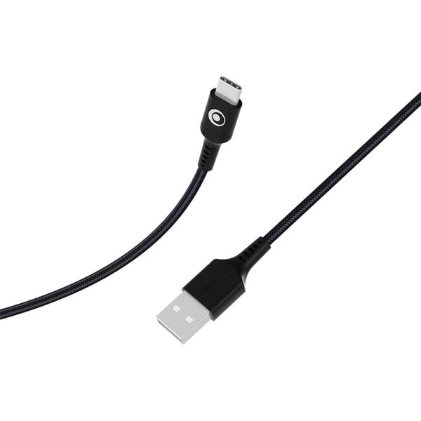 USB-A till USB-C-kabel - BigBen - 1,2m - Snabbladdning 15W - 3A - Svart vävd nylon