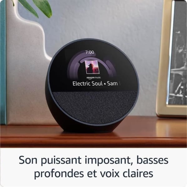 Ansluten väckarklocka - AMAZON - ECHO SPOT - Skärm 2,83" - Ljud av hög kvalitet - Röstkontroll
