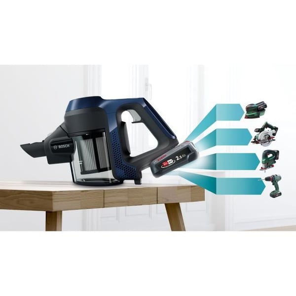 BOSCH BBS611MAT - Trådløs multifunktions stavstøvsuger - Ubegrænset serie I 6 - Integreret håndstøvsuger - 2 hastigheder - Blå