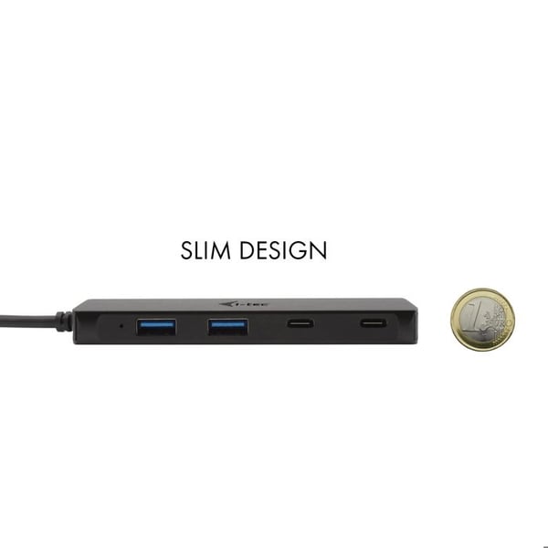 USB-hub - i-Tec - C31HUBMETAL2A2C - Svart - Plugg och kör - 2 portar USB A 3.2 Gen 1