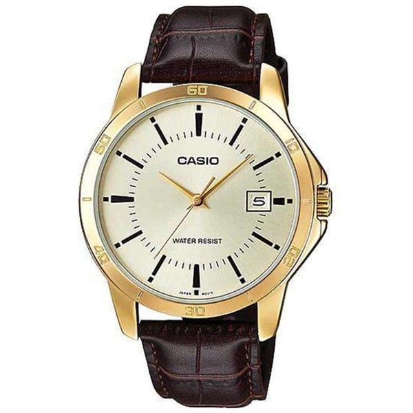 Herreur - CASIO - MTP-V004GL-9AUDF - Brun Læder - Stålhus - Kvarts