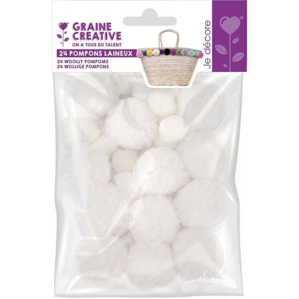 24 POMPONGAR IULL Ø15 och Ø30 MM SNÖ