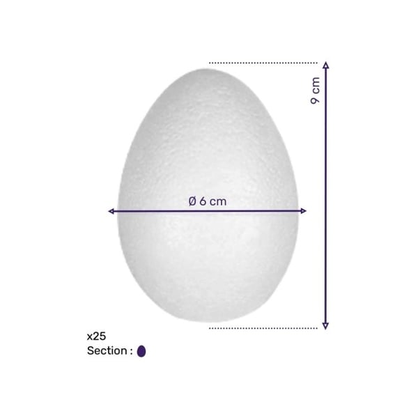 Polystyren - Brandbeständig polystyrenägg 9 cm (x25)