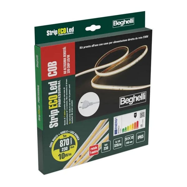 Beghelli StripLED Universale IP65 LED-strimmel Kold Hvid 1m Selvklæbende 10W 4000K