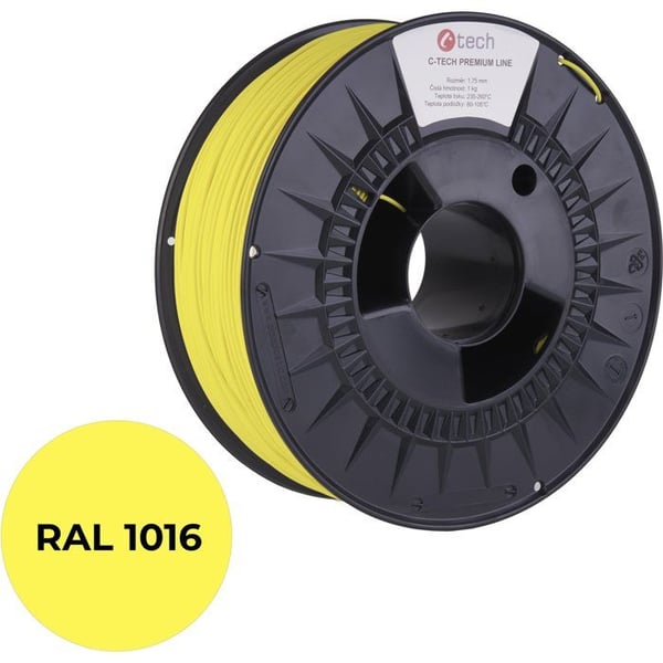 Filament PLA - C-TECH - Svavelgul RAL1016 - 1,75 mm - 1 kg - Utskriftstemperatur 220 °C