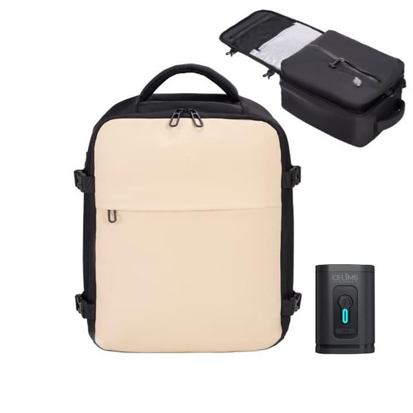 Vakuumryggsäck med Luftpump - CELIMS | Handbagage 40x30x20cm | Vattentålig | Beige