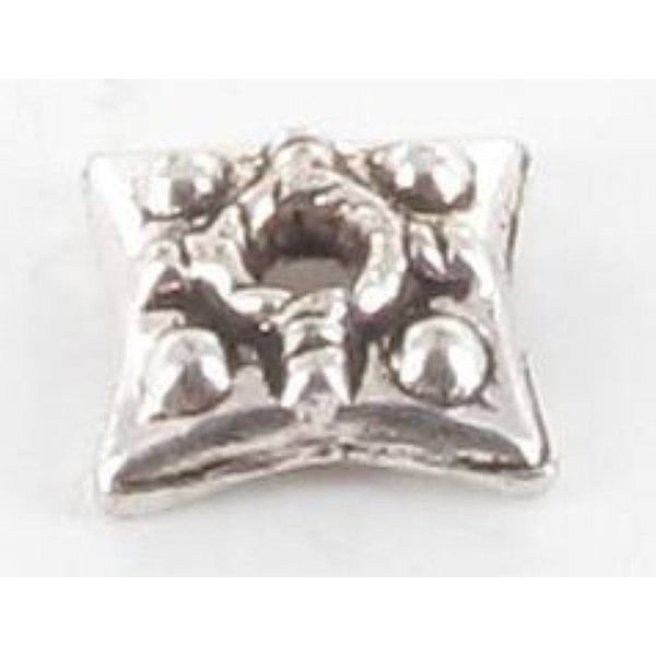 MégaCréa - Rund mellanpärla i metall, fyrkantig silver (av 10)