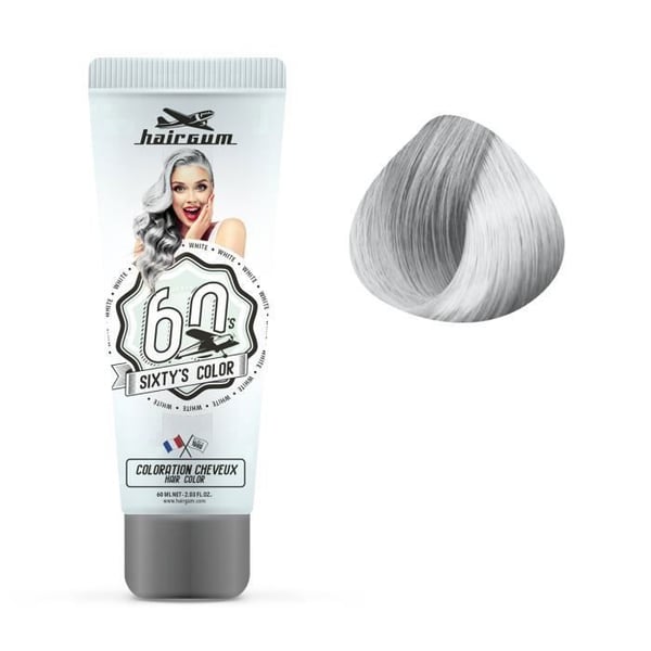Semi-permanent färgning - Hairgum - Sixty's Color - Vit - 60ml - Alla hårtyper