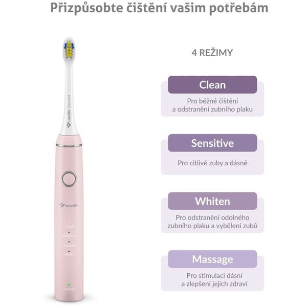 Elektrisk tandborste - TRUELIFE - SonicBrush Compact - 70000 rörelser/min - 4 lägen - Rosa