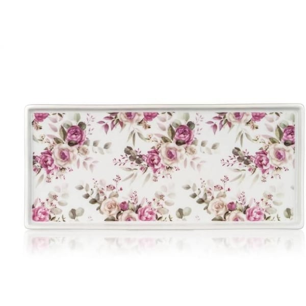 Plata - BANKETT - Ros - Keramik - Set om 3 - Mått 27,2 × 12 × 1,5 cm