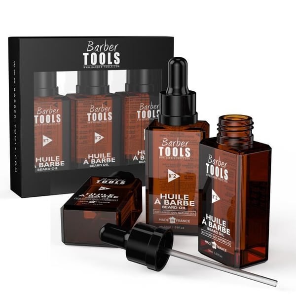 Kit 3 skäggoljor | Nr 1/2/3 | med 100% naturliga oljor 3X30ml - GJORT I FRANKRIKE - Främjar skäggtillväxt