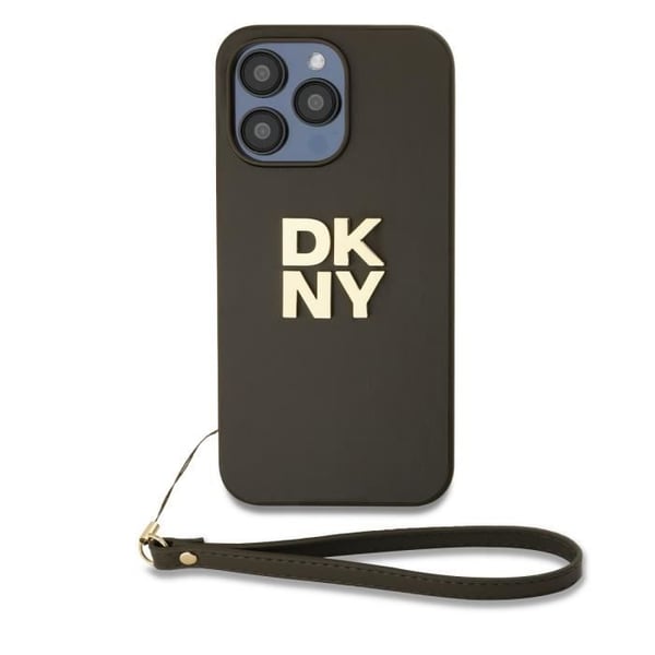 Coque - DKNY - iPhone 14 Pro - Brun - Handledsrem - Metalliserad Logotyp