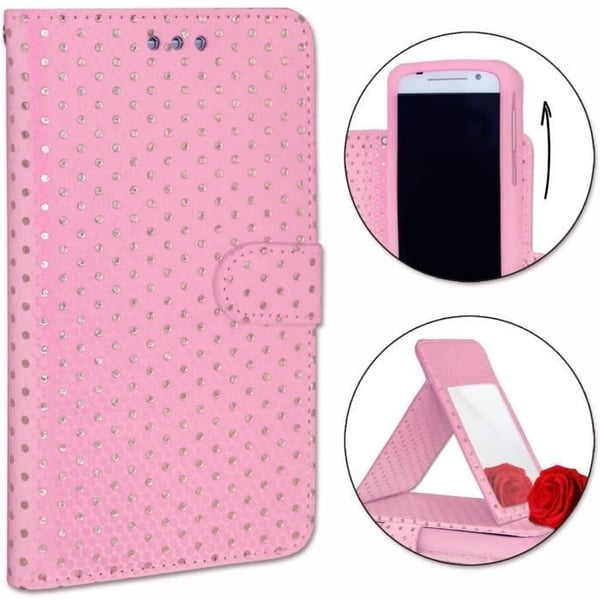 Hölster för Samsung Galaxy S20 FE LTE - PH26® - Ekoleder - Rosa - Kortfodral - Spegel