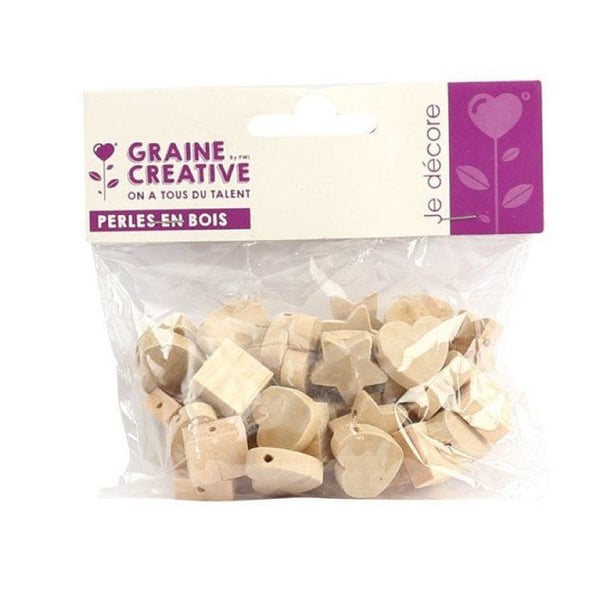 Graine Créative - Assorterade träpärlor 40 stycken