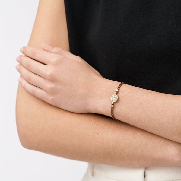 Armband - FOSSIL - JF04545710 - Rostfritt stål - Läder - Gul