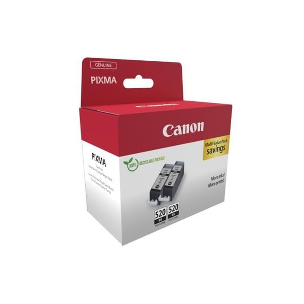 Förpackning med 2 svarta bläckpatroner - CANON - PGI-520