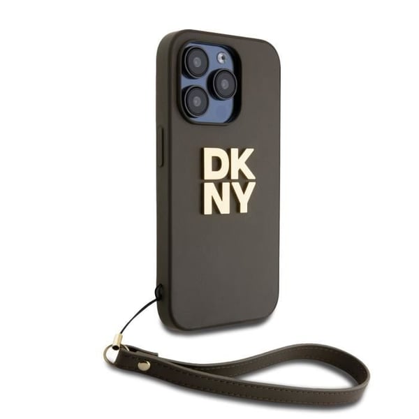 Coque - DKNY - iPhone 14 Pro - Brun - Handledsrem - Metalliserad Logotyp