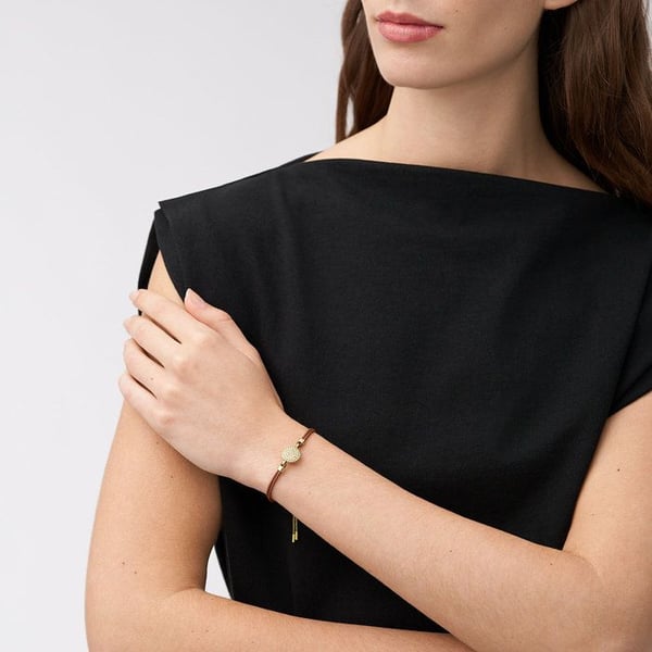 Armband - FOSSIL - JF04545710 - Rostfritt stål - Läder - Gul
