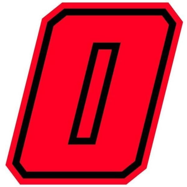 Klistermärke - Moto GP - Nummer 0 - Röd Fluo - Höjd 10 cm - Personalisering Moto